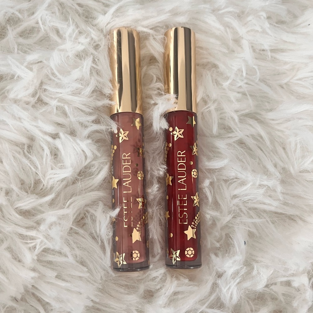 Estée Lauder Lip Gloss Set with Gold Caps